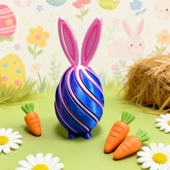 3D Geprint Spiraal Paasei Uniek Sensorisch Fidget Speelgoed met Konijnenoor voor Volwassenen Stressverlichting Paasmand Vullers Feestartikelen