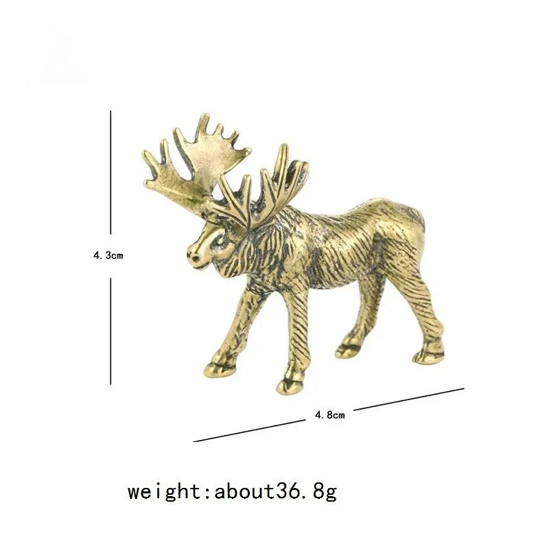 

Creative Crafts Solid Brass Elk Statue Vintage Animal Moose Figurine Desk Ornaments Tea Pet Table Decoration Crafts Accessories