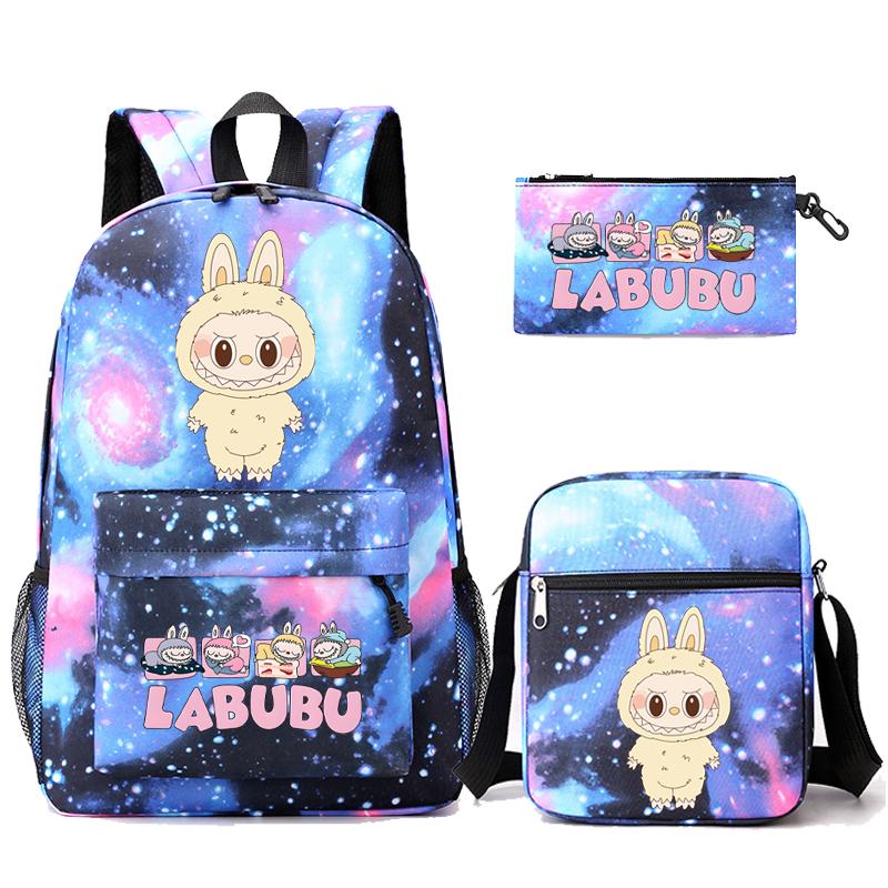 3Pcs/set Cute Printed Backpack with Shoulder Bag Pencil Case Student Girl Boy Schoolbag Large Capacity Bookbag Travel Bag