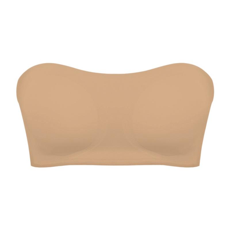 

Женский бюстгальтер без бретелек, регулируемый бюстгальтер с перекрестной спинкой, дышащее удобное нижнее белье с боковой застежкой, бесшовный невидимый бюстгальтер с защитой от скольжения S верблюд