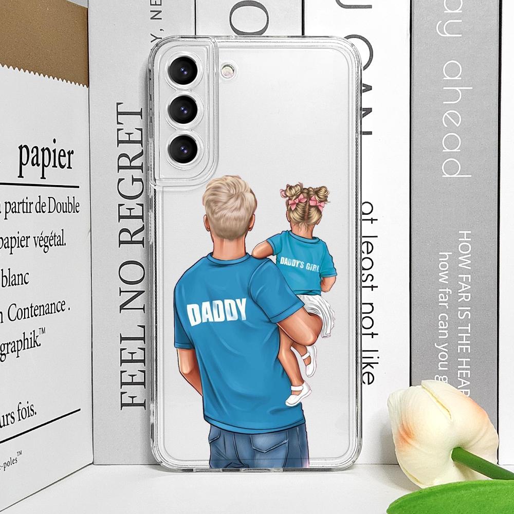 Super Mom Dad Baby Family Phone Case for Samsung Galaxy A14 4G A16 A55 A54 A36 A53 A13 A15 A25 A52 5G Clear Soft Covers Boy Girl