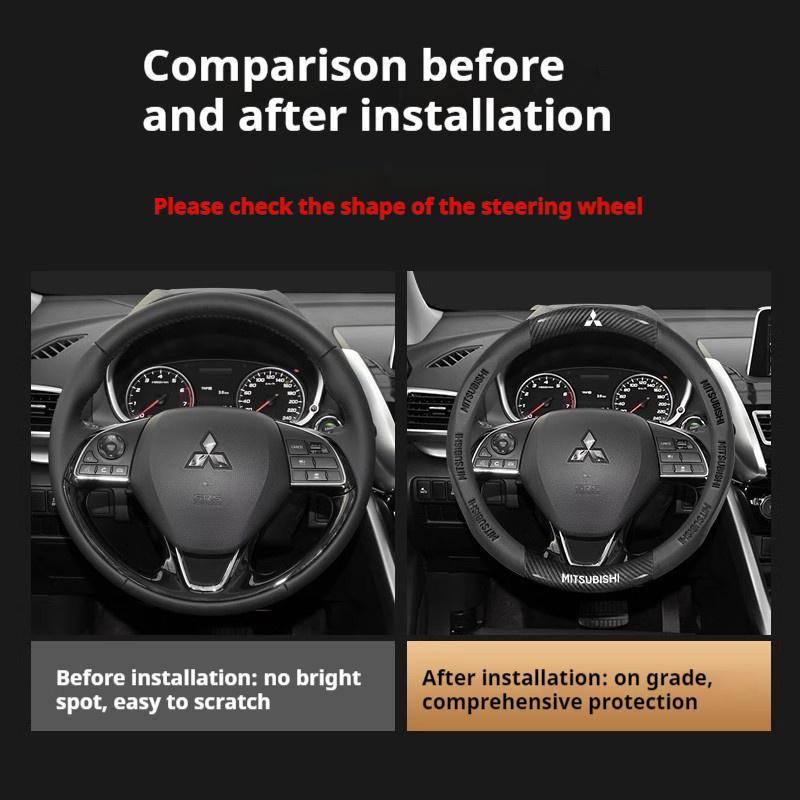 Pour Mitsubishi Outlander Pajero Asx Colt Lancer EX Evolution L200 Triton RALLIART Voiture Housse de Volant en Cuir Fibre de Carbone