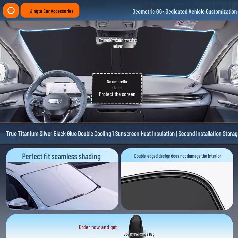 Geely Car Sunshade: Heat-Insulation Windshield Curtain for 25 Models, including Xingyue L, Xingyuan, Xingrui, Emgrand, Boyue L, and Panda MINI.
