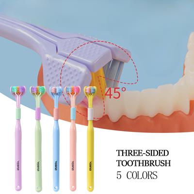 3D Stereo Three-Sided Toothbrush PBT Ultra Fine Soft Hair Adult Toothbrushes Tongue Scraper Deep Cleaning Oral Care Teeth Brush