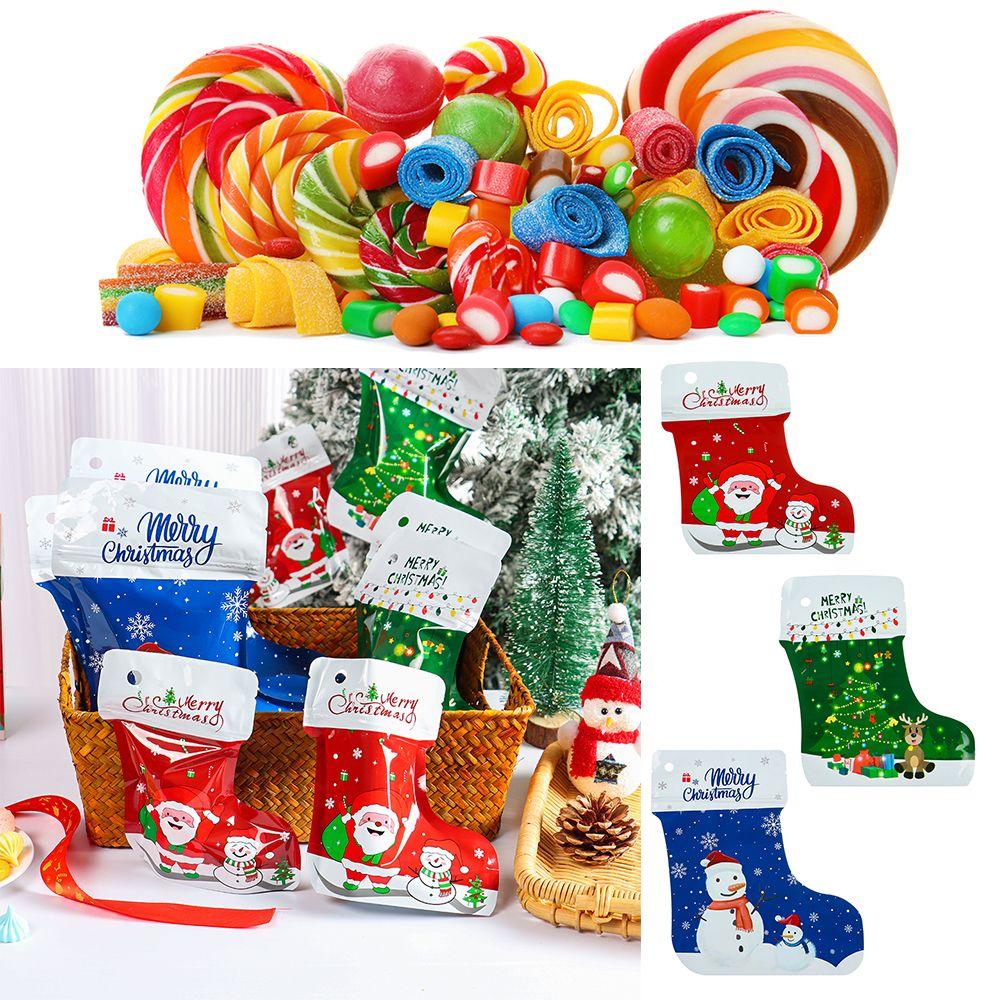 Santa Claus Candy Cookies Packaging Stockings Standing Pouch Gift Wrapping Christmas Socks Bags