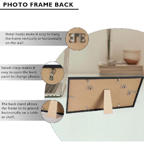 5x10 Business License Frame Black for 3.5x8 Standard Business License with Mat or 5 X 10 Picture Without Mat, 5x10 Frame with Shatter Resistant