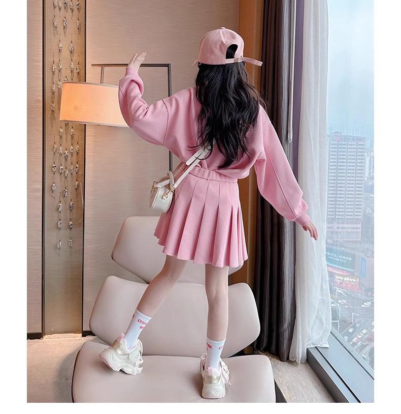Korean Girls' Polo Collar Spring/Autumn 2024 Trendy Two-Piece Set - Fashionable Influencer Style