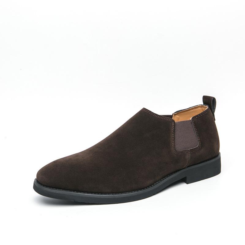 Men s Large Size Matte Leather Loafers - Suede British Business Casual Slip-On Shoes 44 коричневый