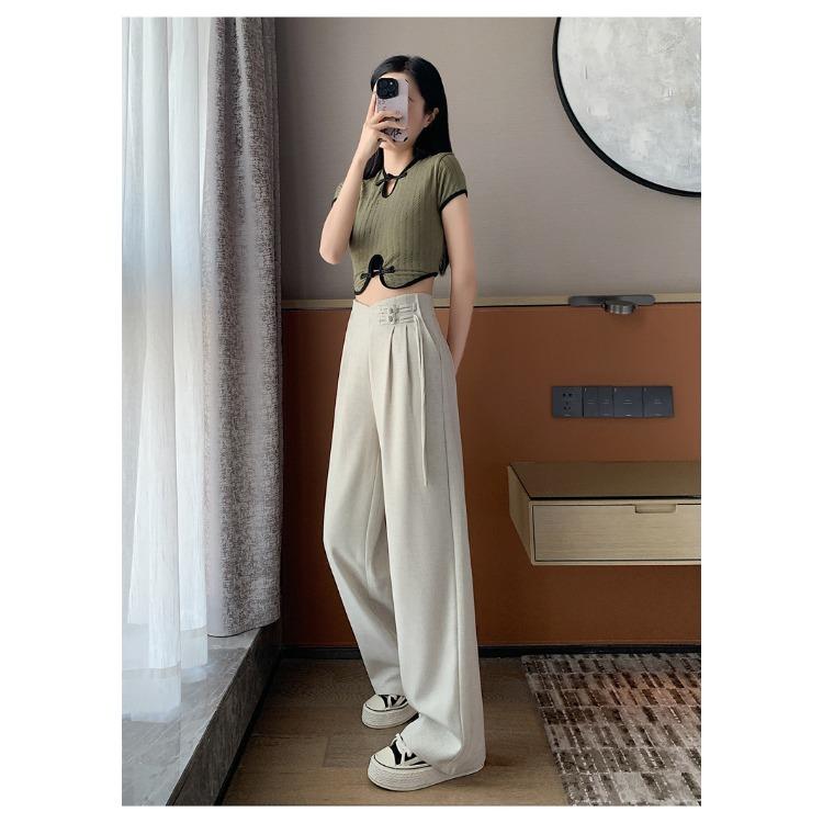 Pantalones anchos de lino elegantes y cómodos para mujer, de cintura alta y perfectos para el verano