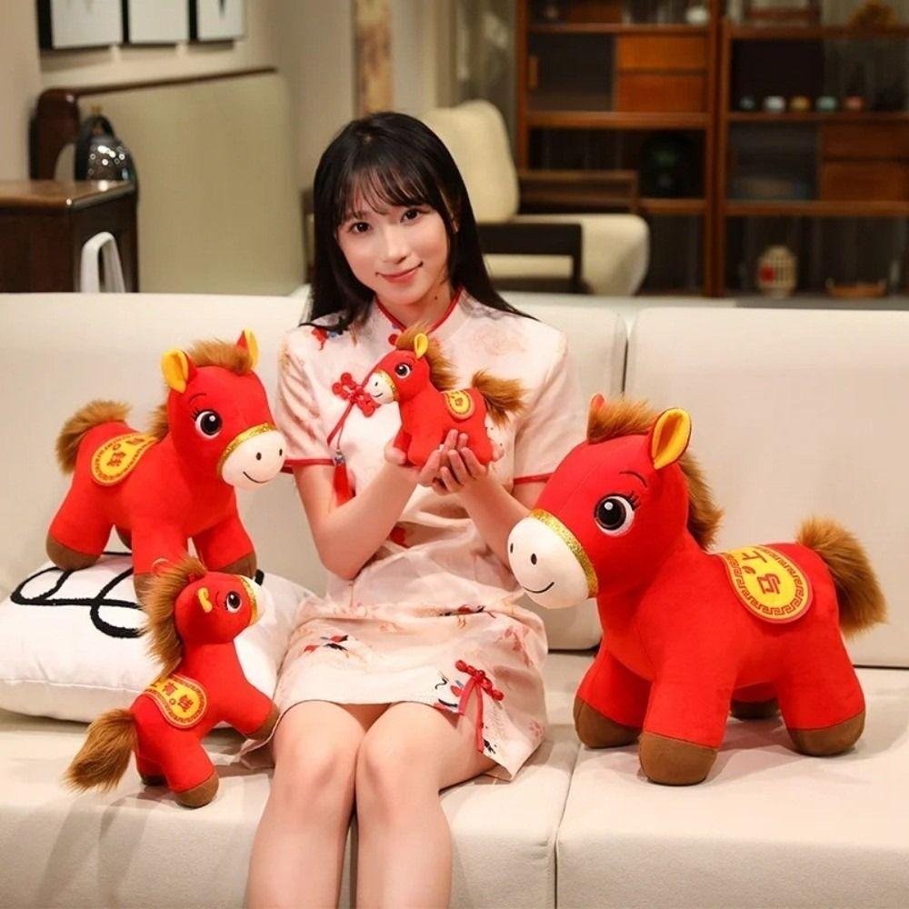 Plush Plush Pony Doll Stuffed Animal New Year Blessing Souvenir Plush Stuffed Animal Toy Gift