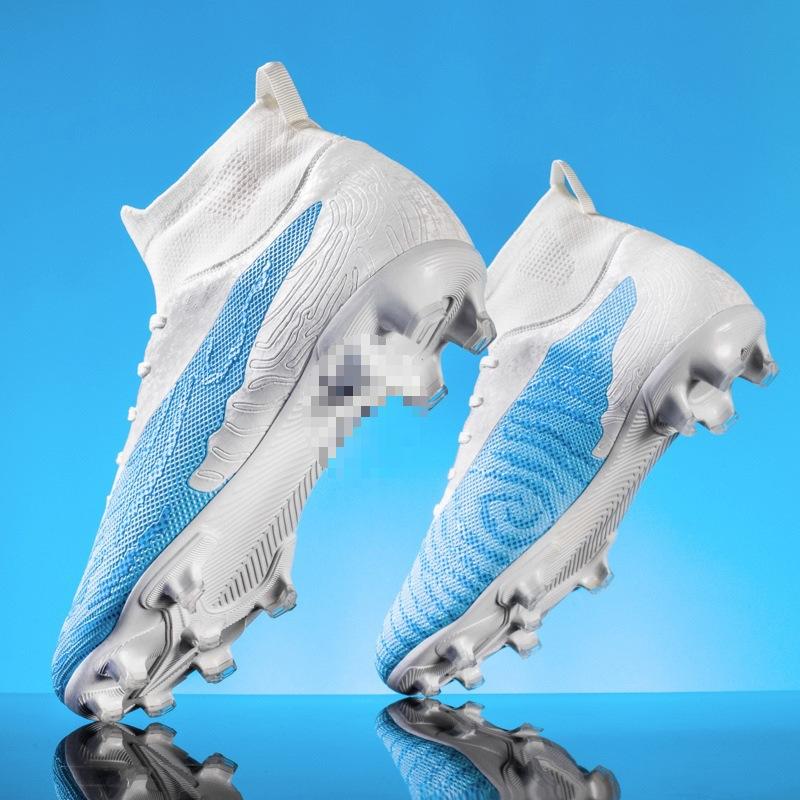 Foreign trade nailing a piece, competition training artificial grass shoes, children's high-top football shoes, men's 2025 long nails, the price is ex