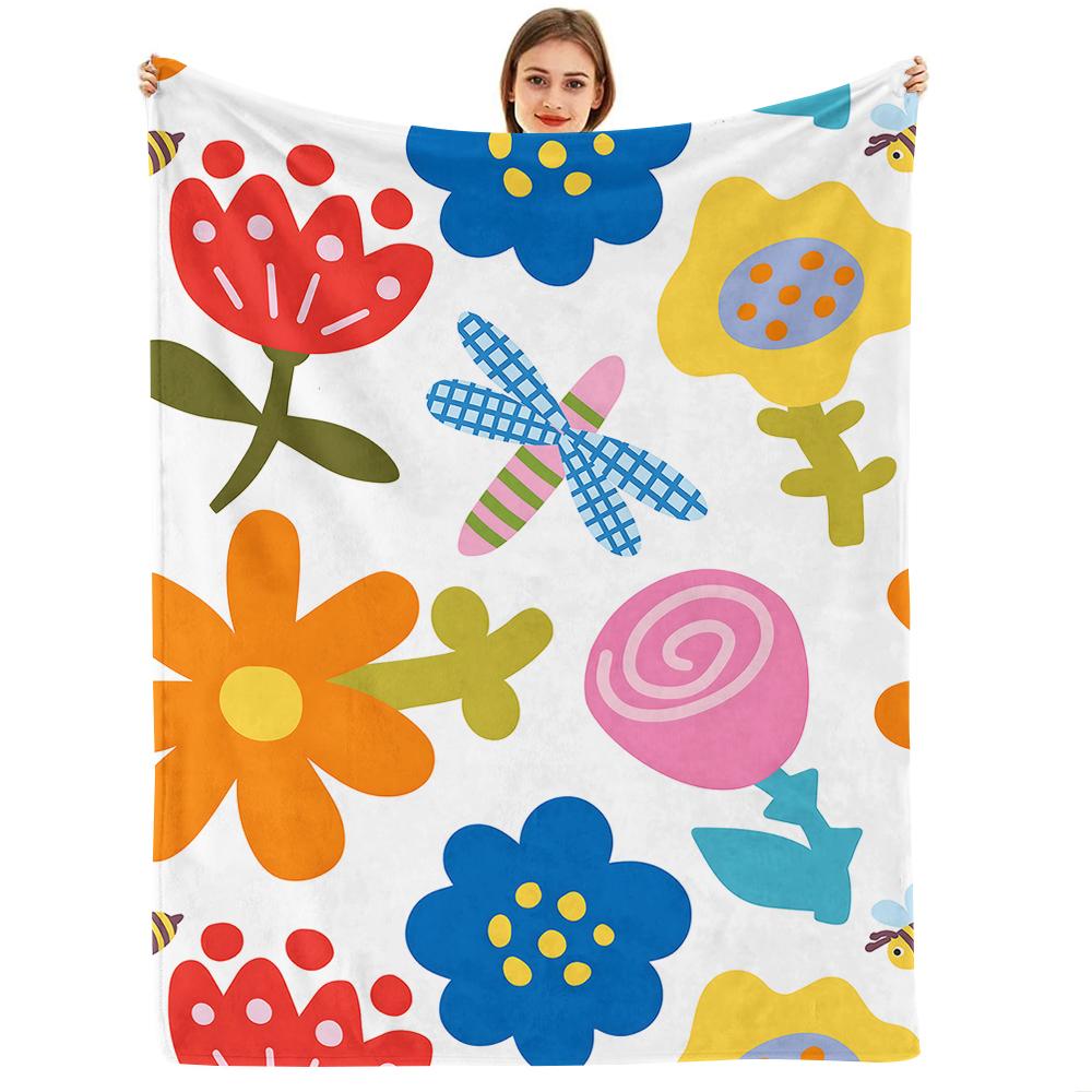 Multicolor Rubber Duck Crowd Soft Flannel Blanket Breathable Warm Throw for Office Car Sofa Kids Room Birthday Xmas Gift