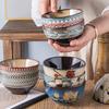 Japoński Styl Ceramiczny Zestaw Miseczek na Ryż i Deser z Glazurą Piecową