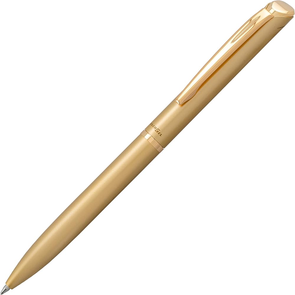 

Pentel EnerGel Style Premium Liquid Gel Pen 0.7mm Medium Line Gold Barrel Black Ink Gift Box Included