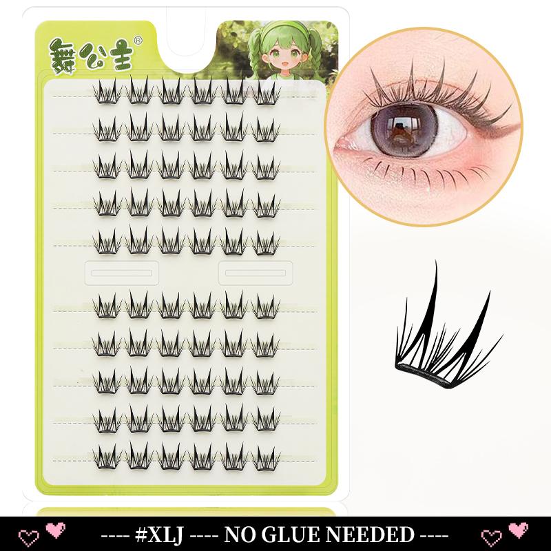 10 Rows Cluster Cat Eye No Glue Lashes Reusable Self Adhesive Glue Free Eyelash Natural Lash Manga Anime Lashes Cluster