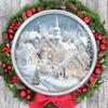 Rustic Christmas Wooden Sign with Snow House Pattern - Navidad Round Sign for Front Door, Wall Hanging Decor - Ideal Christmas Decoration