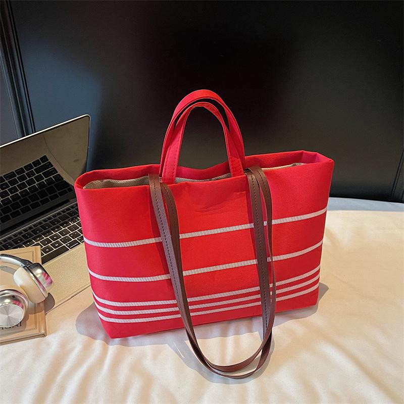 Women's Striped Canvas Shoulder Bag - 2025 Fashion Style, Original Design, Casual Crossbody Handbag