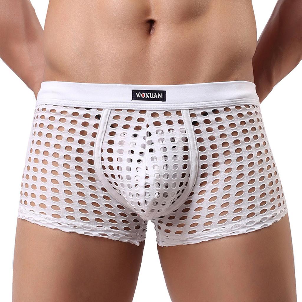 Men's Loose And Sexy Mesh Hollowed Out Shorts Men's Fun Mesh Cropped Pants