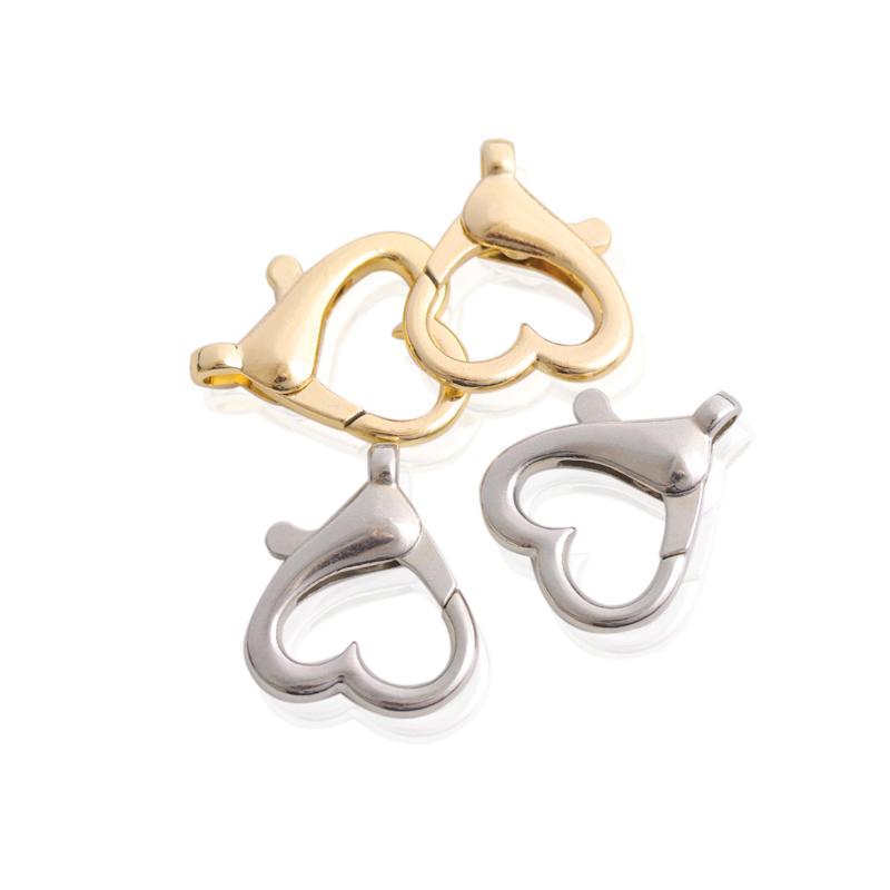10pcs/lot Alloy Heart Shape Lobster Clasp Key Chain Split Hooks For DIY Jewelry Making Necklace Bracelet Connector Accessory