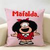 MMafalda Cartoon Cute Cushion Cover Natural Linen Organic Fabric DoubleSided Printing Room Sofa Decor Pillow Case