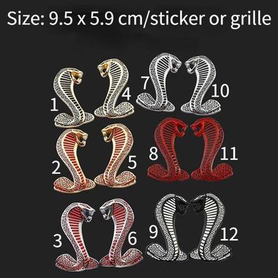 Emblema de carro com logotipo Cobra Serpente de Metal 3D Adesivo para Para-lama Lateral Porta-malas Traseiro Insígnia Decalques Para Ford Mustang Shelby GT Acessórios Automotivos