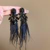 Silver Needle Retro Black Zircon Love Butterfly Earrings Sweet Cool Style Personality Earrings Light Luxury Premium Earrings