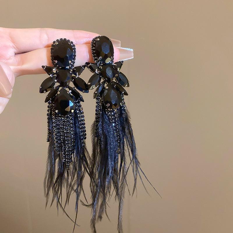 Silver Needle Retro Black Zircon Love Butterfly Earrings Sweet Cool Style Personality Earrings Light Luxury Premium Earrings