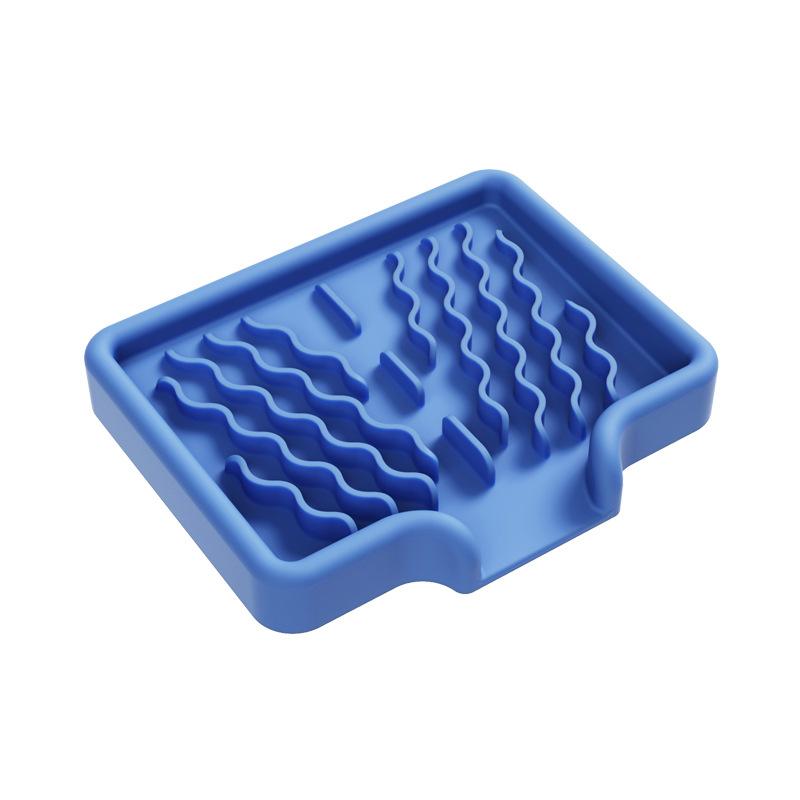 Silicone Soap Holder Self Draining Soap Bar Holder Kitchen Soap Dish Sponge Tray Counter Caddy Organizer For Dish Soap Dispenser