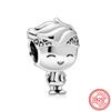 Fit Original Pendant Charm Bracelet Fine Zircon 925 Sterling Copper Sweet Lovely Happy Boy Girl Love Pink Heart Robot DIY Beads