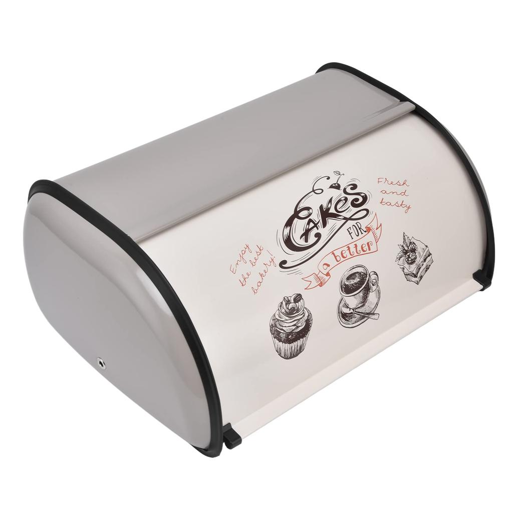 Countertop Bread Bin for Large Capacity Dusting Bread Box with Cute Pattern and Perfect for Home Bakery Storage Kitchen, Roll-Top Door,