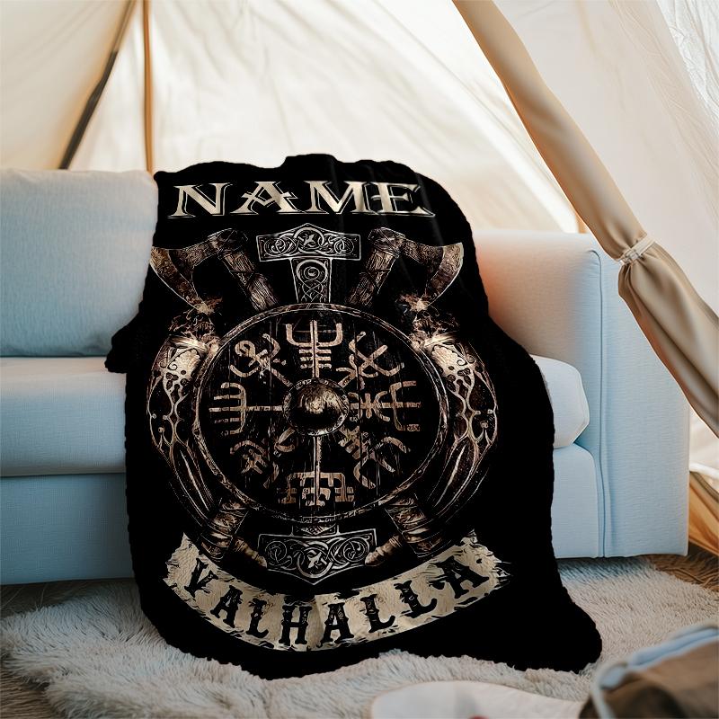 Personalized Custom Name Blanket - Viking Sign Print Design,Blanket for Sofa,Bed,Travel,Camping - Soft and Warm, Great Gift