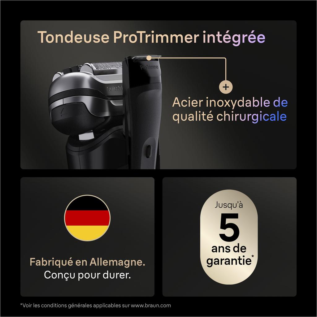 Rasoir Électrique - BRAUN - Series 9 9610s - 240 V - Autonomie 60 Min - Noir