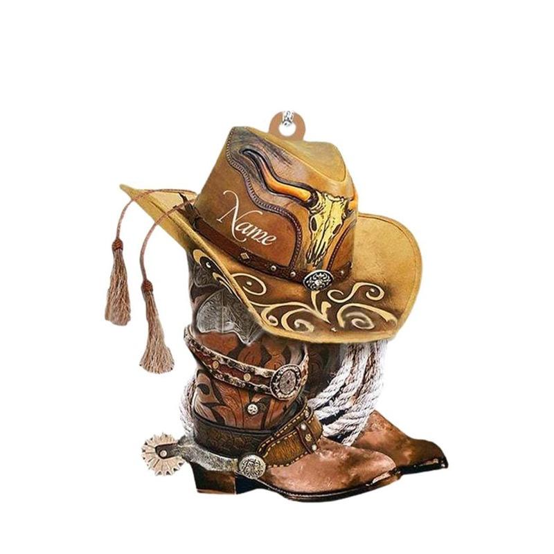 New Arrival Personalized Cowboy Boot Decorative Acrylic Hanging Ornament For Car Saddle Keychain Pendant Vintage Style