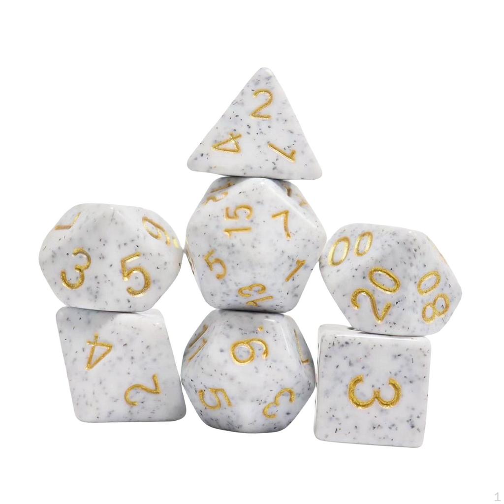 7 Pieces Multi Sided Game Dices, Dice Set Math Teaching Toys Party Favors D20 D12 D10 D8 D6 D4