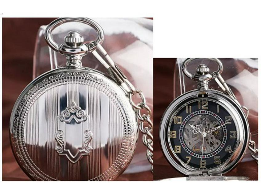 Vintage Double-Lid Polished White Metal Mechanical Pocket Watch - Glossy Student Gift & Commemorative