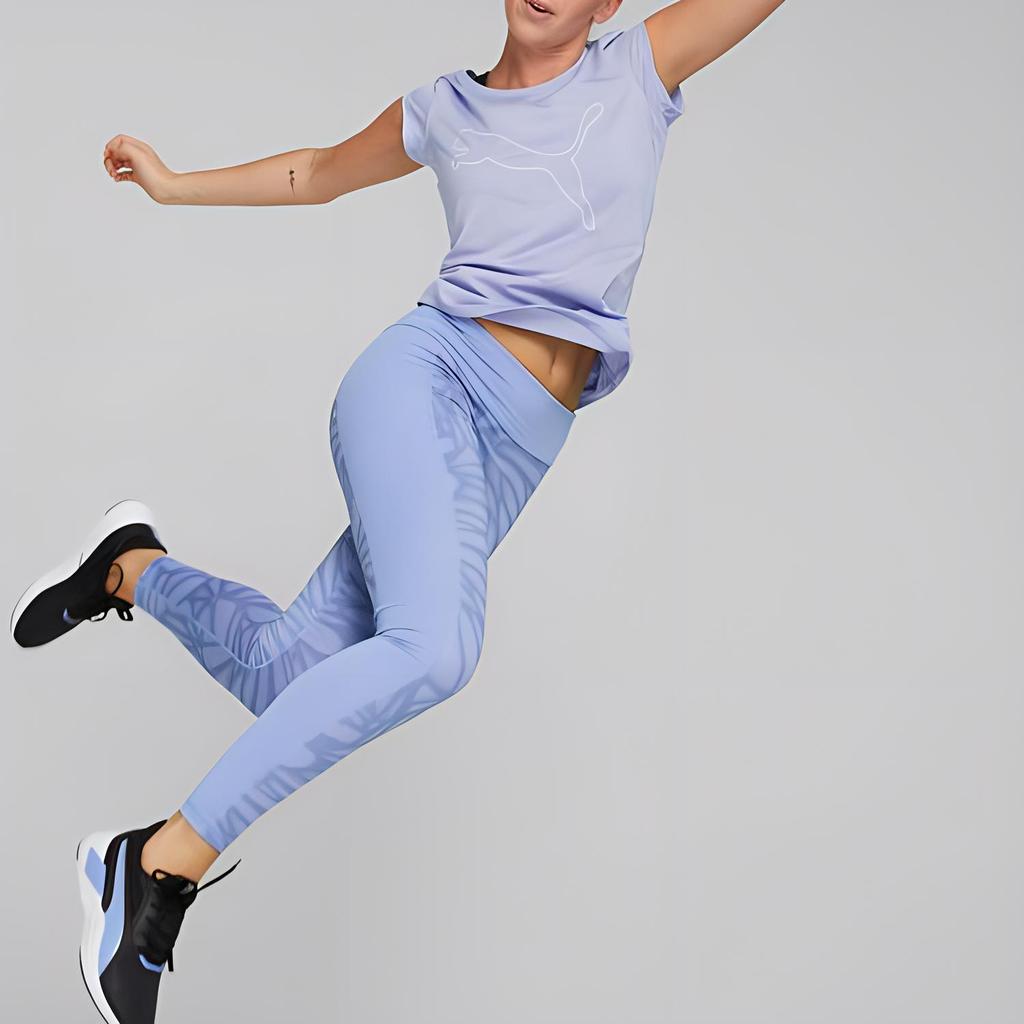 Puma Training Series Large Logo Pattern Training Crew Neck Short Sleeve T-Shirt Women T-Shirts Purple 520320-28