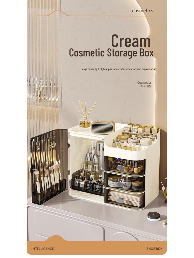 High-End 2024 Large Capacity Dustproof Cosmetic Storage Box for Desktop