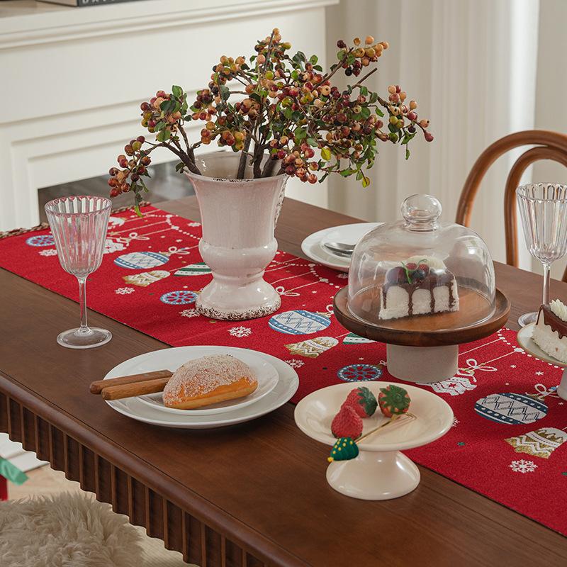 American Christmas Festive Table Runner Long Tablecloth Dining Table Cover