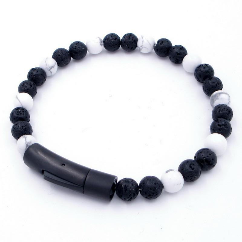 Stainless Steel Tigers Eye Beaded Bracelet Men Women Geometric Style Fashion OL Jewelry