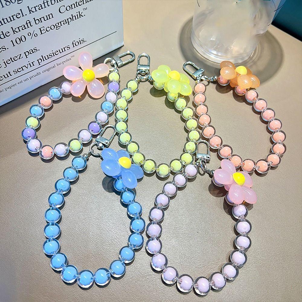 

Macaron Color Phone Lanyard Acrylic Bag Accessory Anti-lost Keychain Gift жовтий