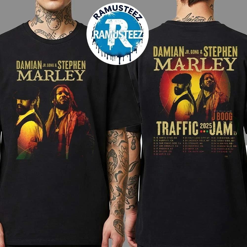 Stephen Marley x Damian Marley Traffic Jam 2026 Summer Tour T-Shirt For Concert S