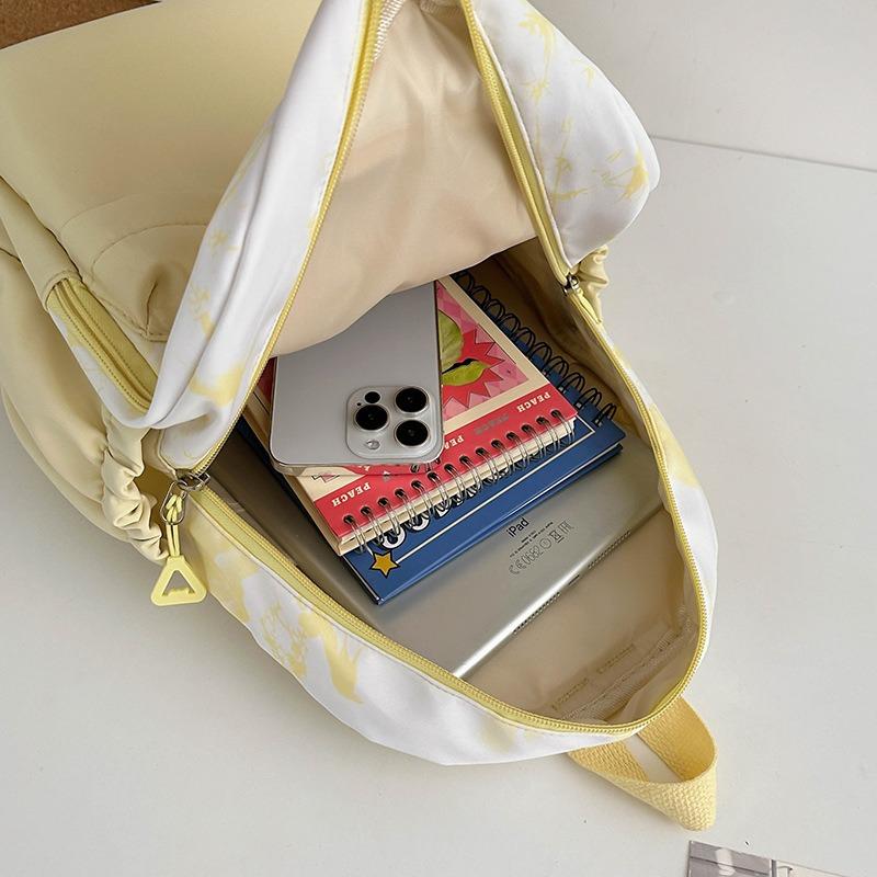 Solid color schoolbag for female junior high school students, high-value college style backpack for students, ink painting versatile backpack