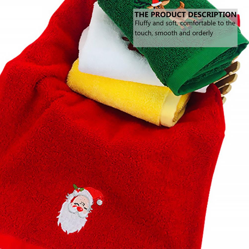 2pcs Christmas Cotton Set Soft Face For Holiday Gift Xmas Towel Embroidery Decor Creative Gift Idea Xmas Elements Cotton Towel