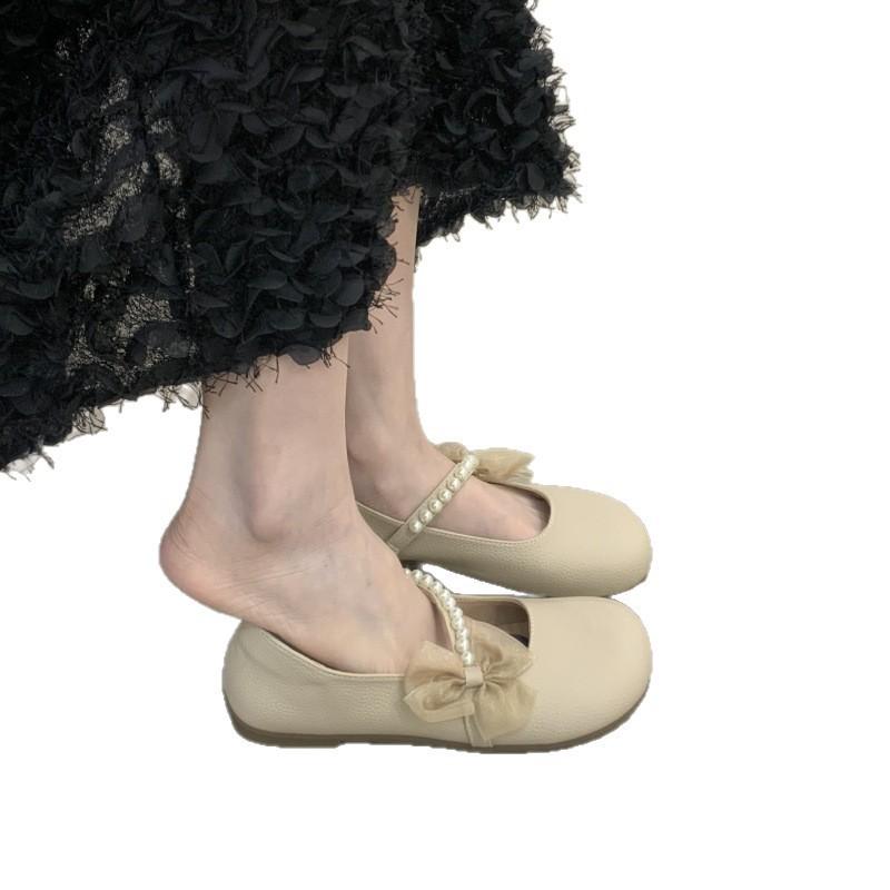 Mary Jane shoes spring and summer 2025 new versatile shallow mouth flat bottom with skirt single shoes women's four seasons Doudou shoes
