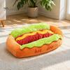 Cama Pequeña para Animales para Regalo de Cumpleaños Cama Hot Dog, Adorable Acogedora para Acurrucarse Almohadilla Extraíble Lavable, Divertido Cómodo Felpa Mascota Alfombrilla Pan Perros Gatos Suave Sofá Nido