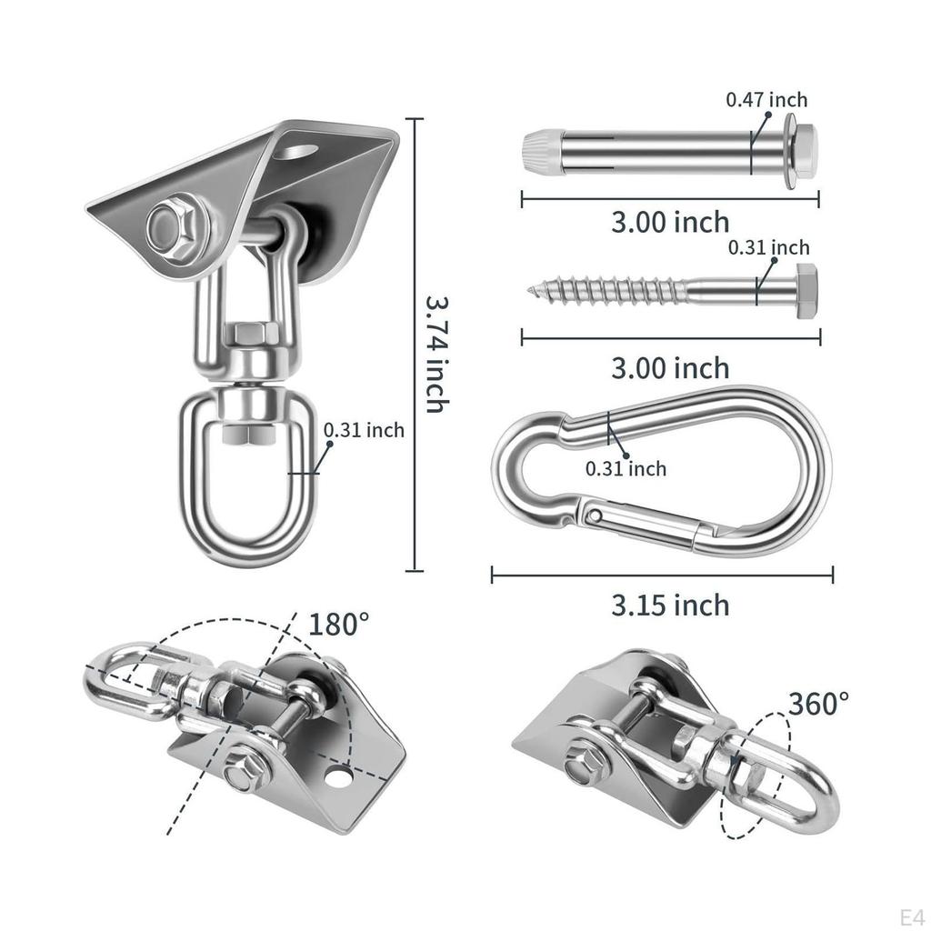 Κιτ Αιώρας με Περιστροφή 360°, Γάντζοι για Κούνια και Γιόγκα