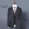 Men's Plaid Slim Fit Korean Style Tuxedo Three-Piece Suit for Weddings & Photography