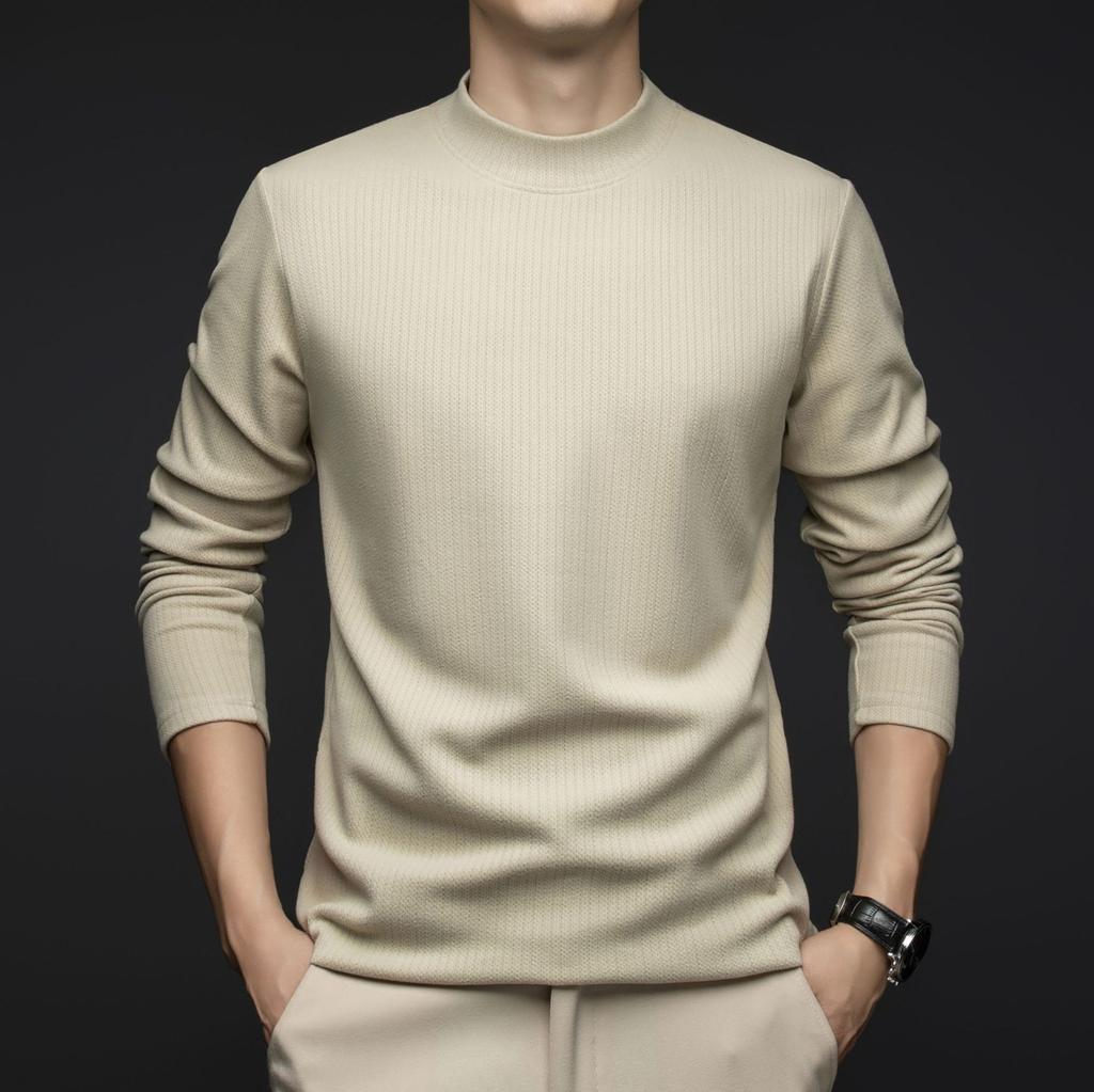 Autumn Men's Sweater High-end Long-sleeved Bottoming Shirt Men's Casual Semi-turtleneck Pullover
