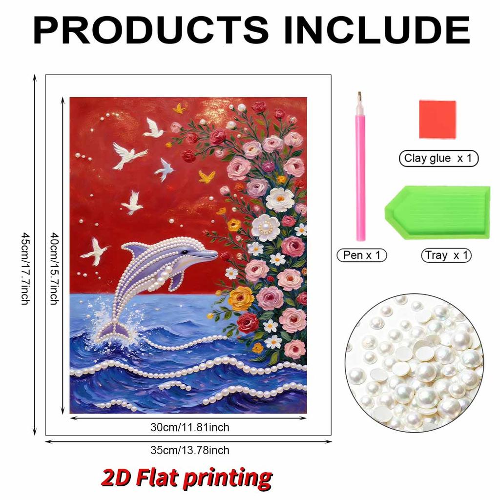Handmade DIY Pearl Painting Dolphin Theme Bedroom Living Room Frameless Diy Handmade Sticky Diamond Creative Canvas Painting