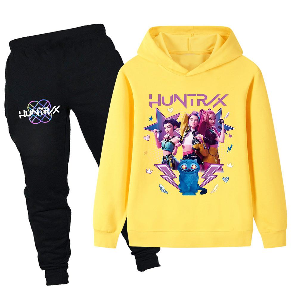 PB1216 Kinder Jungen Mädchen Kpop Mira Zoey Rumi Druck Langarm Kapuzenpullover Hose Hosen Kleidersets